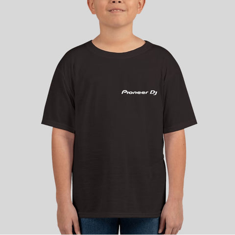 Kids Unisex Black T-Shirt Front Pioneer DJ